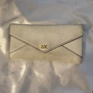 Michael Kors White Pebbled Leather Wallet